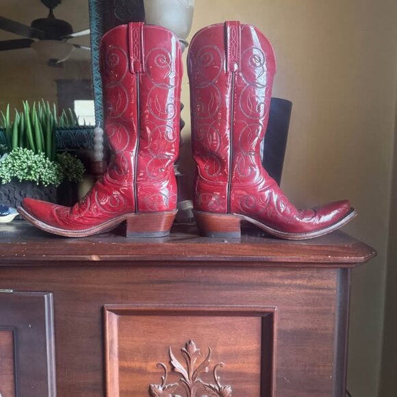 Lucchese Shoes - ✨ Lucchese 1883 Women’s Boots – Size 7.5 – Ruby Red Patent Calf Leather – Rare!